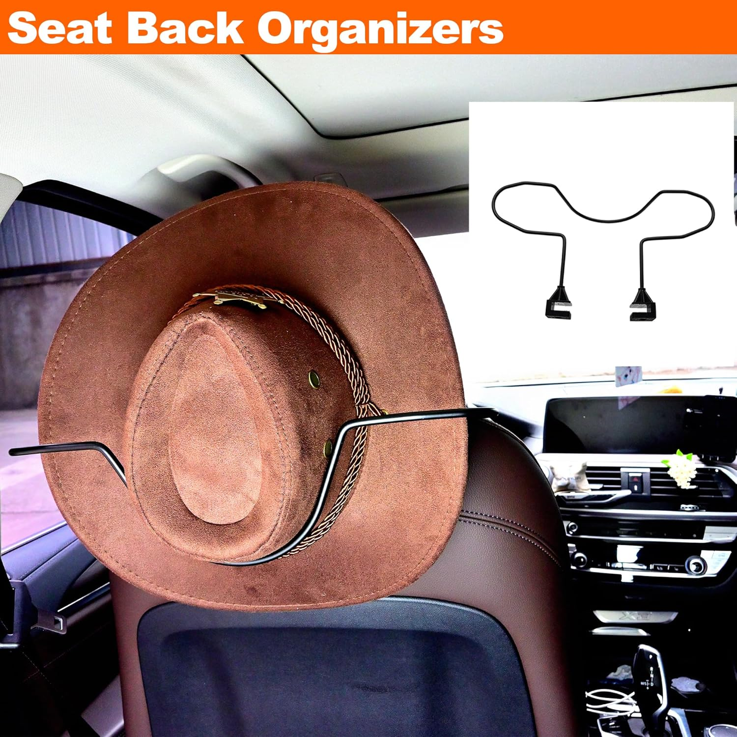 Cowboy Hat Holder for Truck, Car Hat Holder, Cowboy Hat Rack for Truck Suv Car Coat Hanger Hard Hat Holder for Truck Seat Car Accessories image number 4