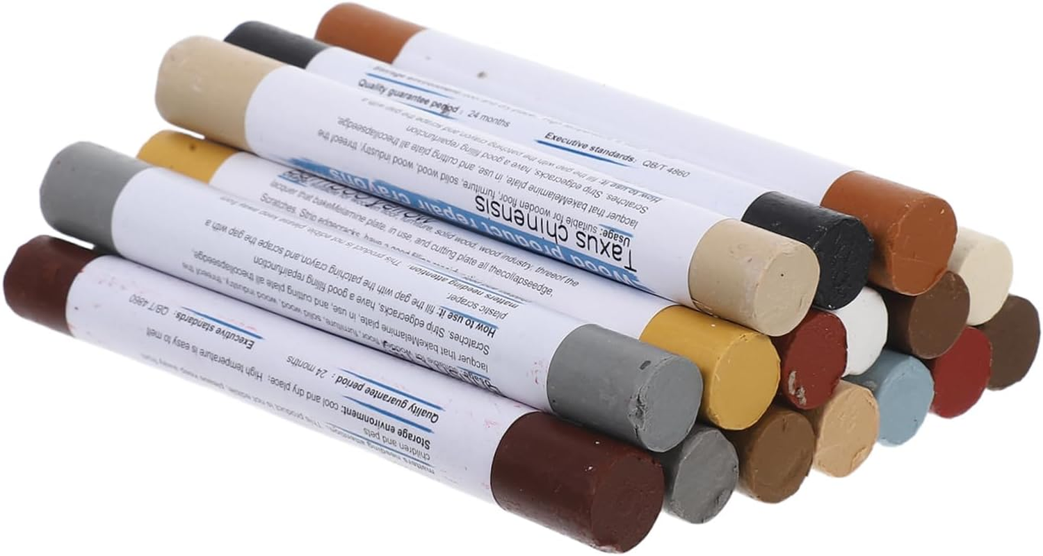 16Pcs Wood Filler Sticks: Furniture Repair Markers - Furniture Touch up Markers for Floors Bedposts Cabinets and Wooden Surfaces image number 1