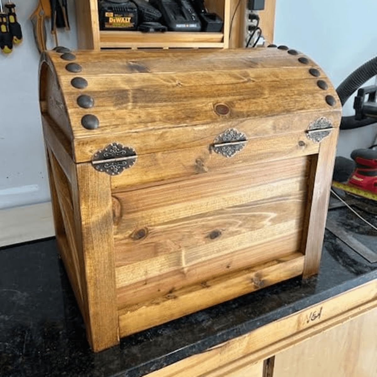 Dophee 4Pcs 2.72"X2.09" Antique Bronze Cabinet Hinges, Retro Style Iron Decorative Embossing Hinge for Wooden Jewelry Box Case image number 6