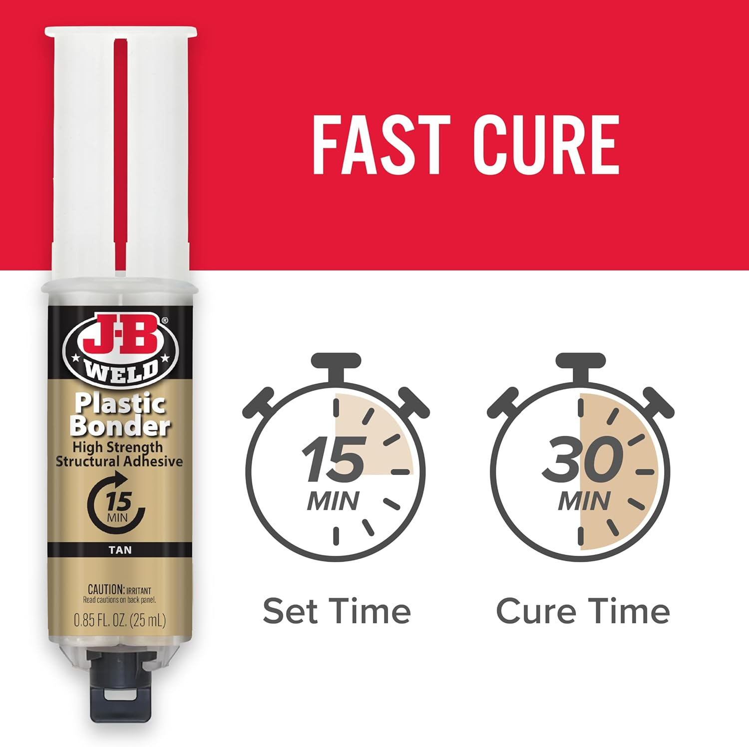 JB Weld Plastic Bonder High Strength Structural Adhesive Syringe, Tan, 25 Ml image number 5