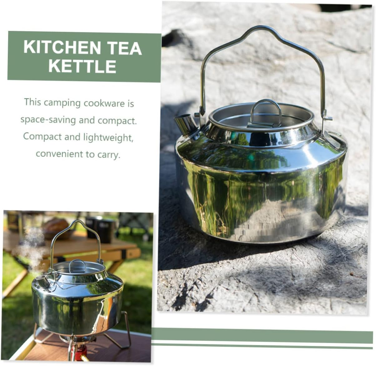 Portable Water Kettle Camp Kettle Stainless Steel Lightweight Sturdy Multi-Functional Fast Boiling Outdoor Accessories for Camping Hiking Fishing and Travel image number 4