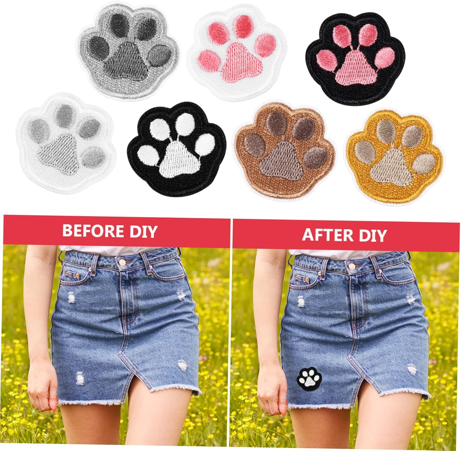 COHEALI 21 Pcs Cute Dog Paw Iron on Patches for Clothing Sewing Cartoon Sew on Patches Paw Print Patches Paw Print Iron on Patches Cat Patch Football Stickers the Dog Bag Polyester image number 1