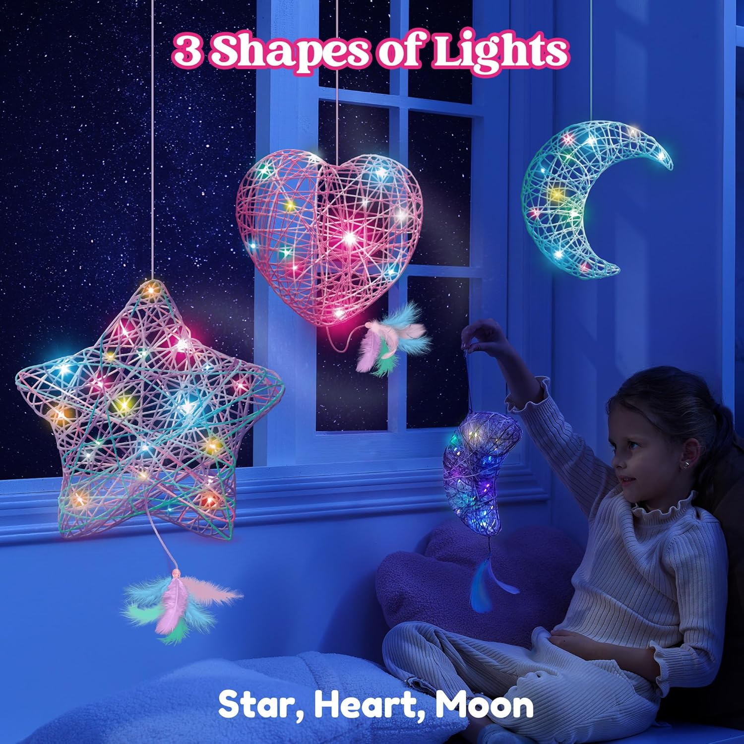 Klever Kits 3D String Art Kit for Kids, Light up String Light Toy with 30 Multi-Colored LED Bulbs, Arts and Crafts Set, Birthday Gifts for Girls and Boys Ages 6-12 image number 6