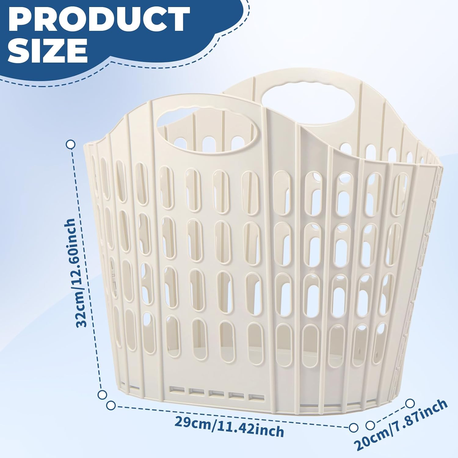 Djapwpx-Collapsible Laundry Basket with Carry Handle, Space Saving Foldable Laundry Basket, Plastic Collapsible Laundry Hamper, Multipurpose Collapsible Laundry Caddy for Easy Storage (Beige) image number 3