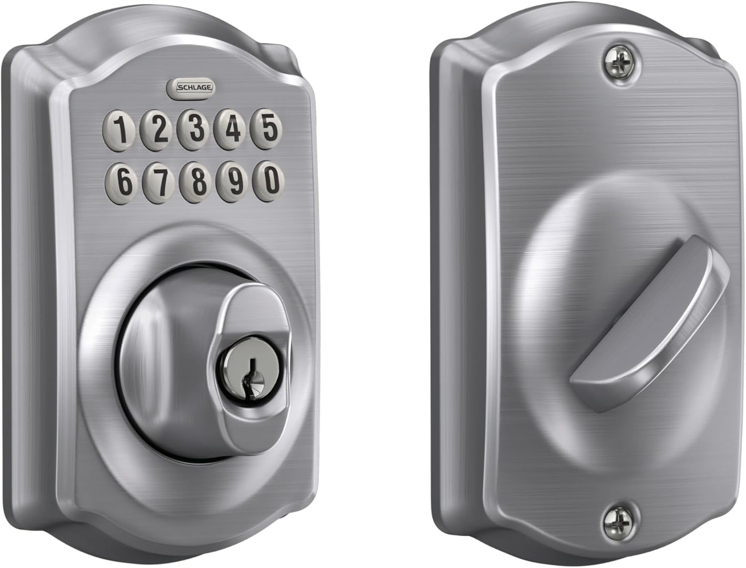 Schlage BE365 Plymouth Keypad Deadbolt, Satin Chrome - Satin Chrome, Camelot Keypad