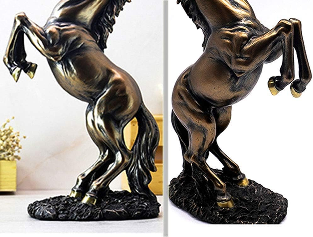 Lependor 12 Inch Standing Horse Resin Statue for Home Decor Animal Ornament Sculpture Rearing Horse Art Figurine Decorative Sculpture - Bronze - Black image number 3