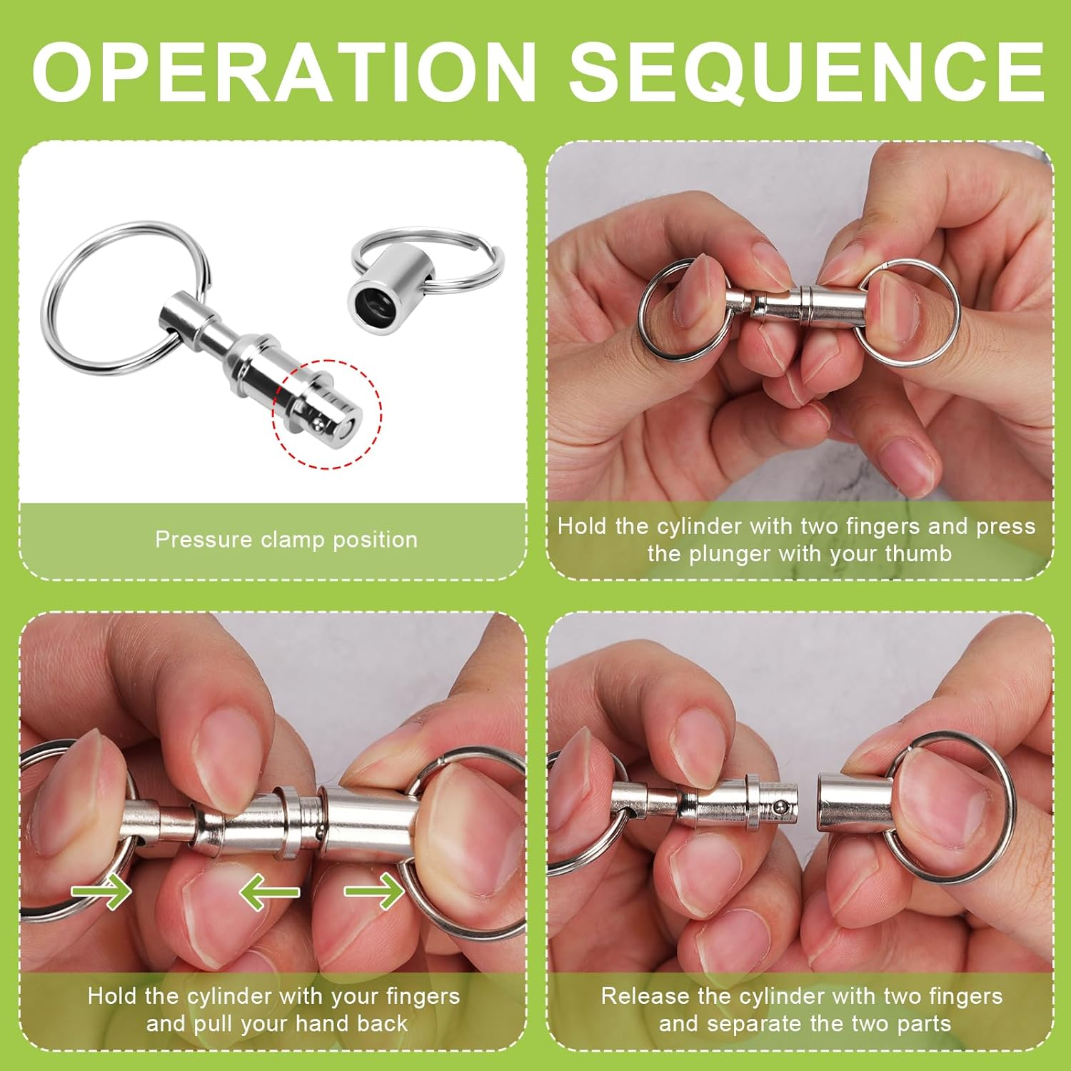 Quick Release Keychain, Detachable Dual Pull Apart Key Chain Quick Disconnect Keychain Snap Lock Holder Convenient