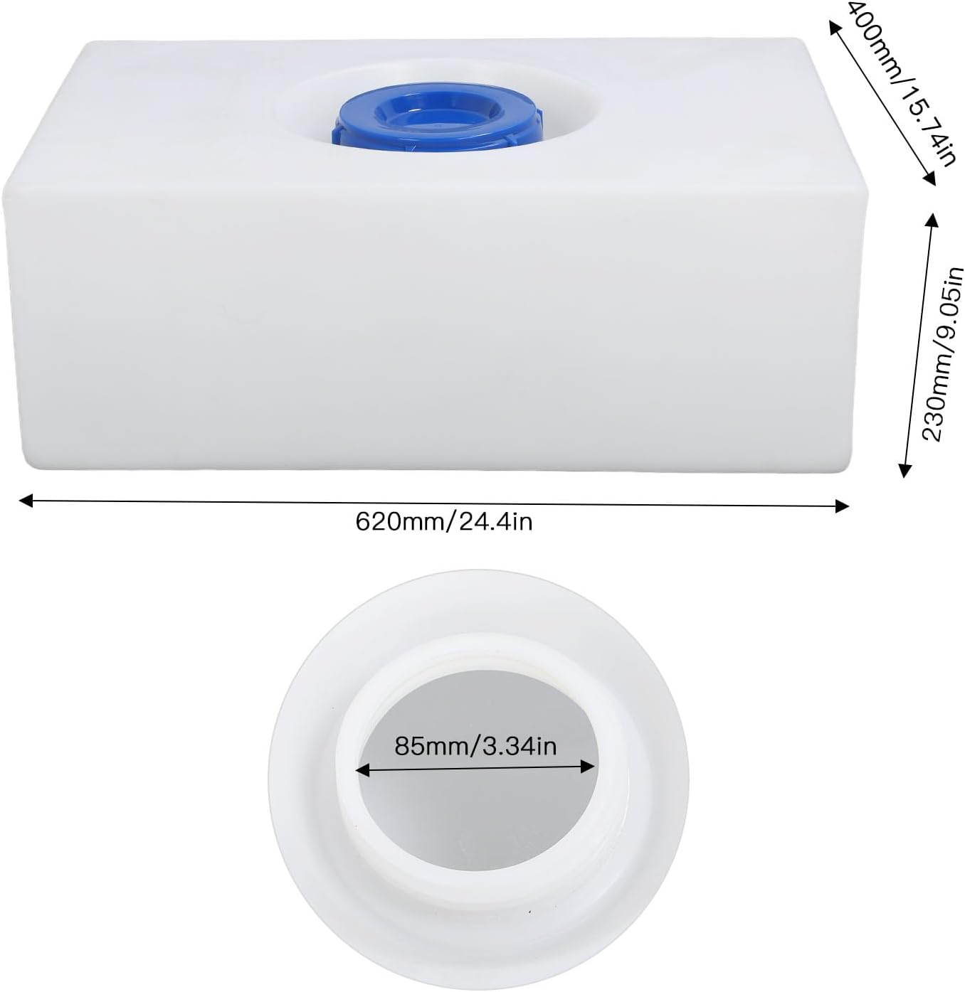 RV Water Tank, 13 Gallon RV Water Holding Tank for Drinking Water with Sealing Cover, RV Water Tank Water Storage Tank for RV, Trailer, Camper, Boat, 24.4X15.74X9.05In image number 3