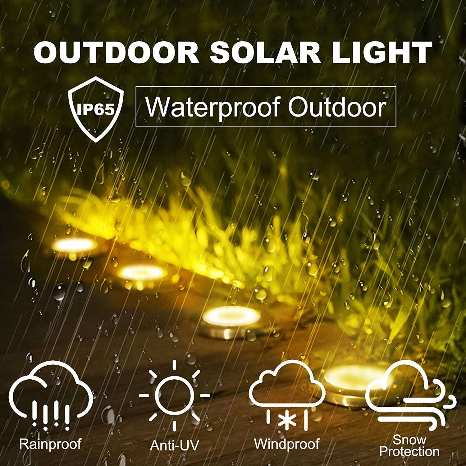 12 Pack Solar Lights Outdoor Waterproof, Solar Ground Lights, Waterproof LED Solar Lights Outdoor Garden Landscape Lighting, Solar Garden Lights Suitable for Lawn, Courtyard, Passage, Walkway, Patio image number 5