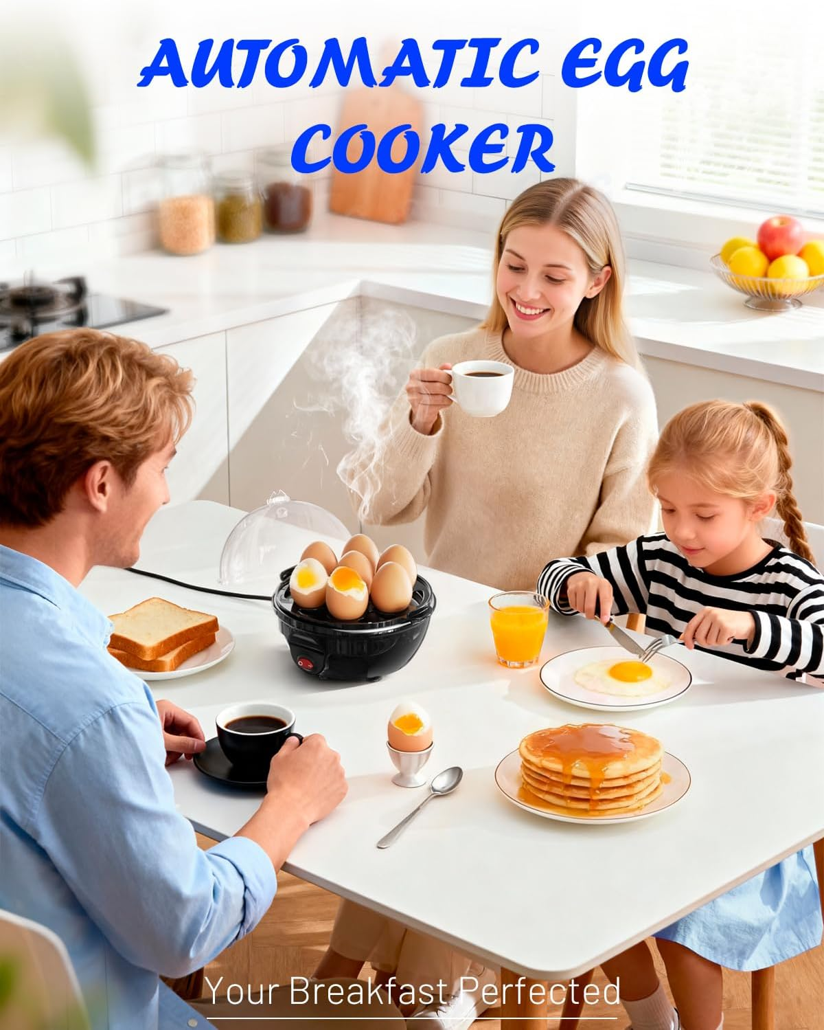 Billord Egg Cooker - Boiler Rapid Electric Egg Steamer, Cooks 7 Eggs Hard Medium Soft Boiled Poacher, One-Button Operation, Quick and Efficient, Foolproof Cooking, Compact and Easy to Clean, BPA Free image number 5