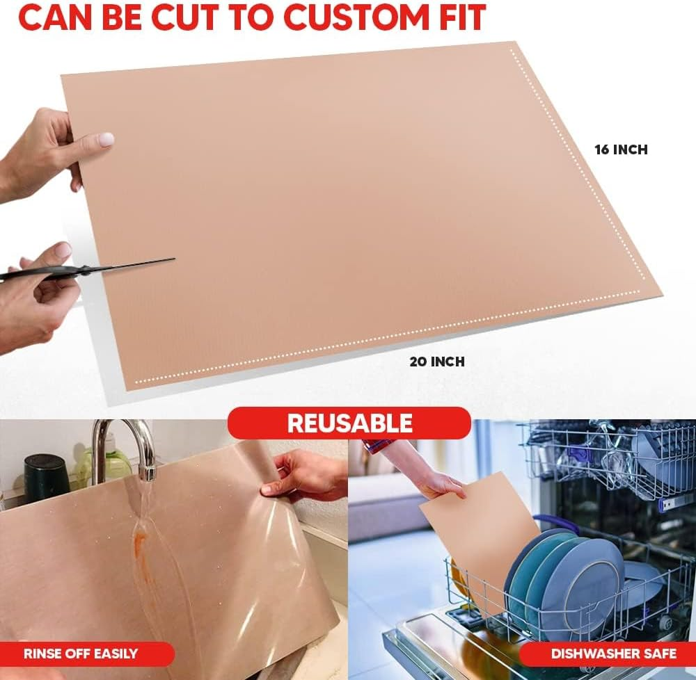 HADI 5 Pack PTFE Teflon Sheet for Heat Press Transfer Sheet Non Stick 16 X 20" Heat Transfer Paper Reusable Heat Resistant Craft Mat - Food Grade Materials- Non Stick and Easy to Clean