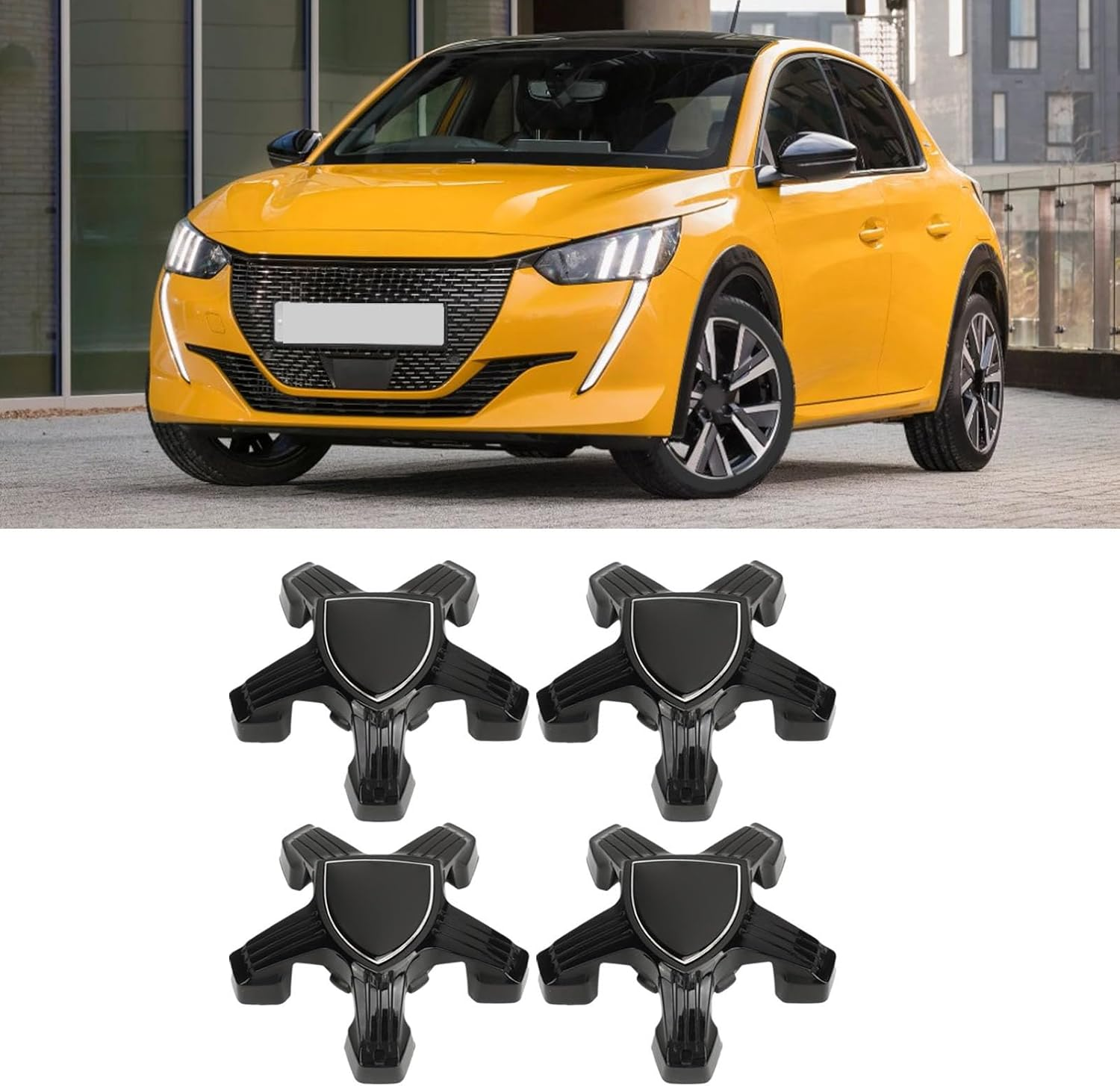 Jiawu Wheel Center Caps, Rim Hub Cap Waterproof Plastic 4PCS Replacement for 308 408 508, Match the 5 Hole Tires of the Vehicle (Black), 14 * 14 * 16Cm - Black image number 3