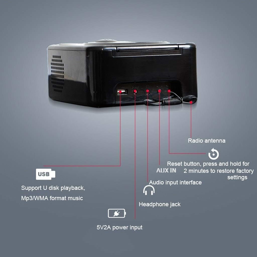 CD Player Alarm Clock Radio with USB Port Headphone Jack Aux Input, Remote Control Time Display with Backlight (Color : Black) image number 3