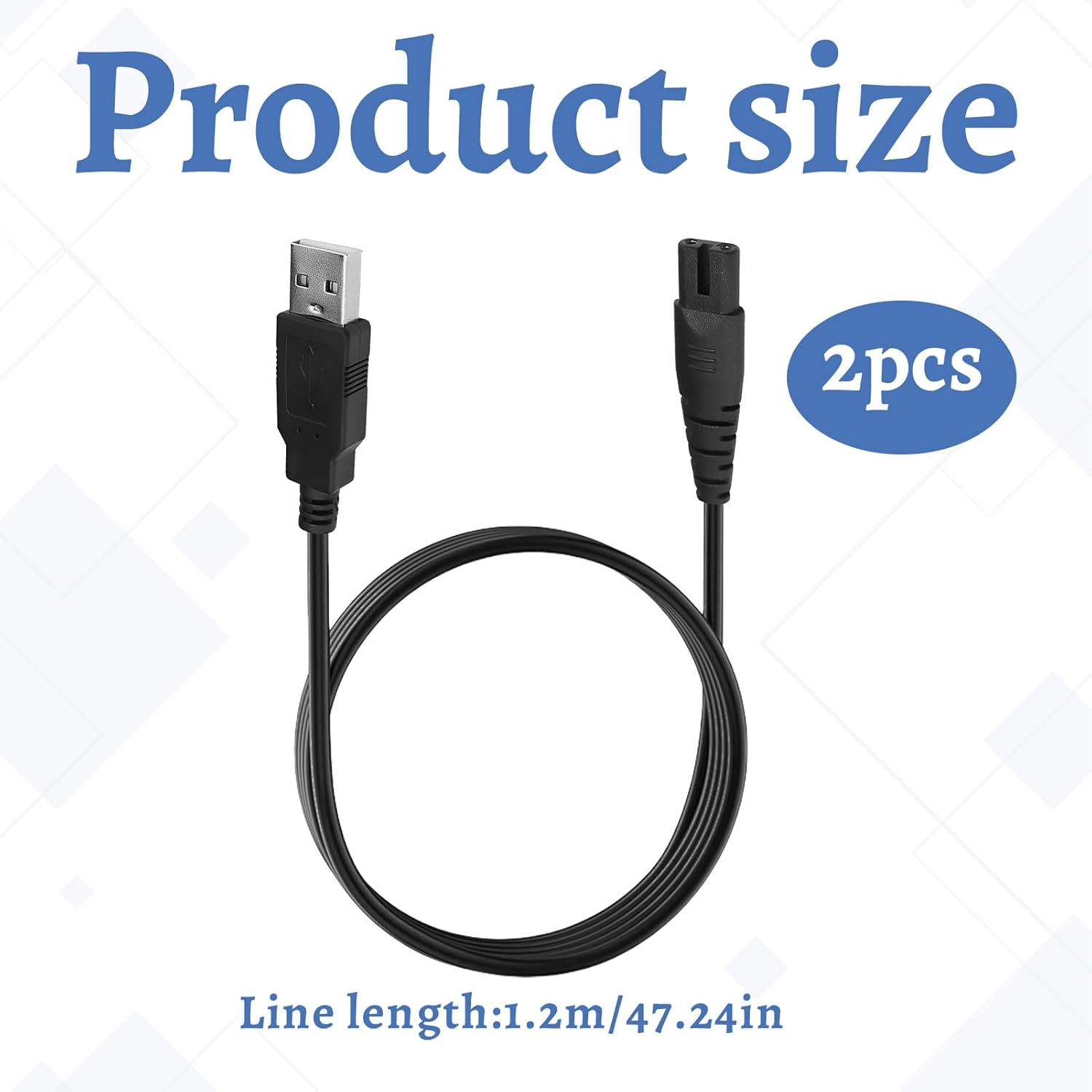 Ruinous 1.2M Black USB Charging Cable for Skull Shaver, Trimmer, Compatible with Philips Trimmer Charger, Palm, Pitbull Gold PRO image number 3