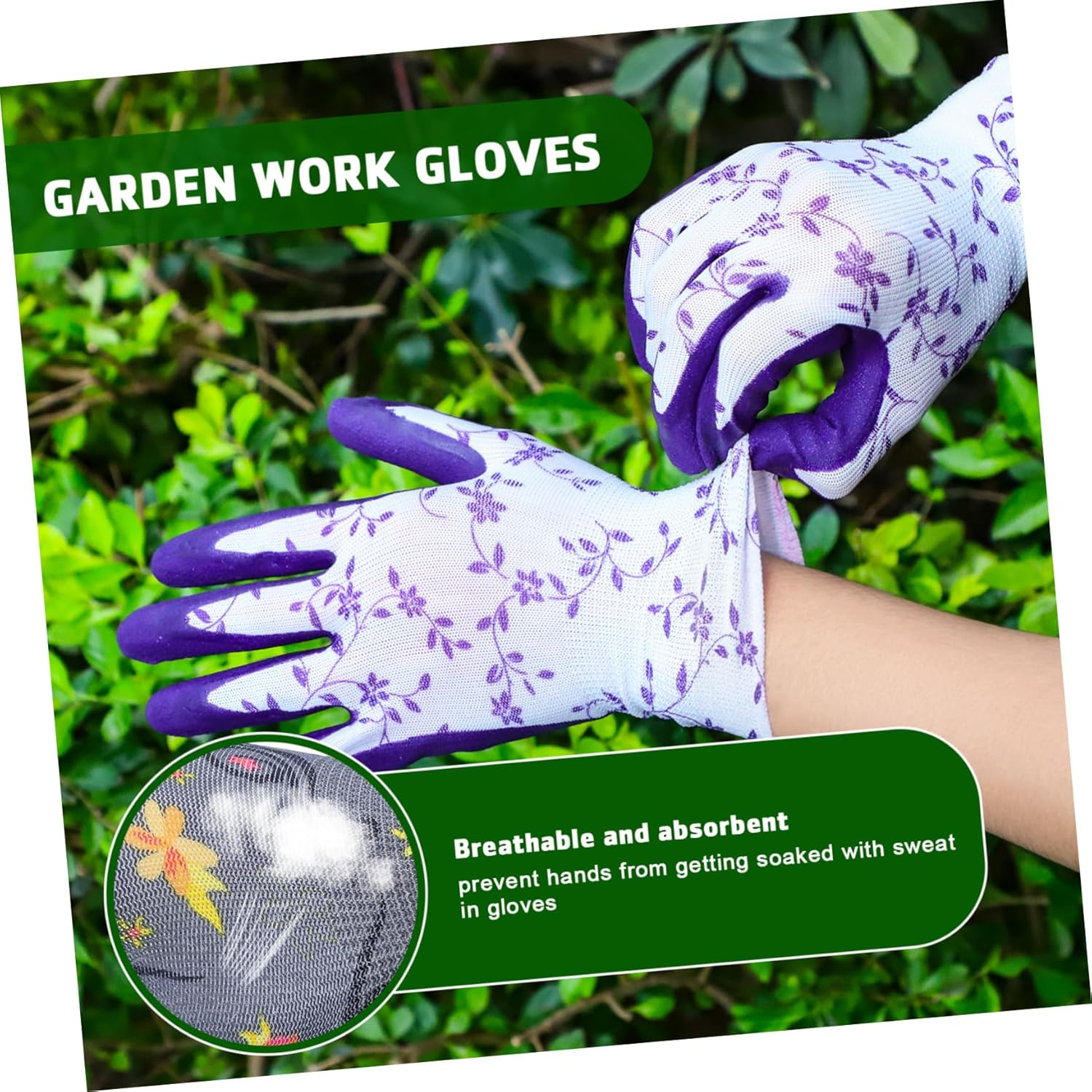 Kisangel 3Pairs Protective Gloves Work Gloves Gardening for Men Women for Gardening Construction Yardwork image number 4