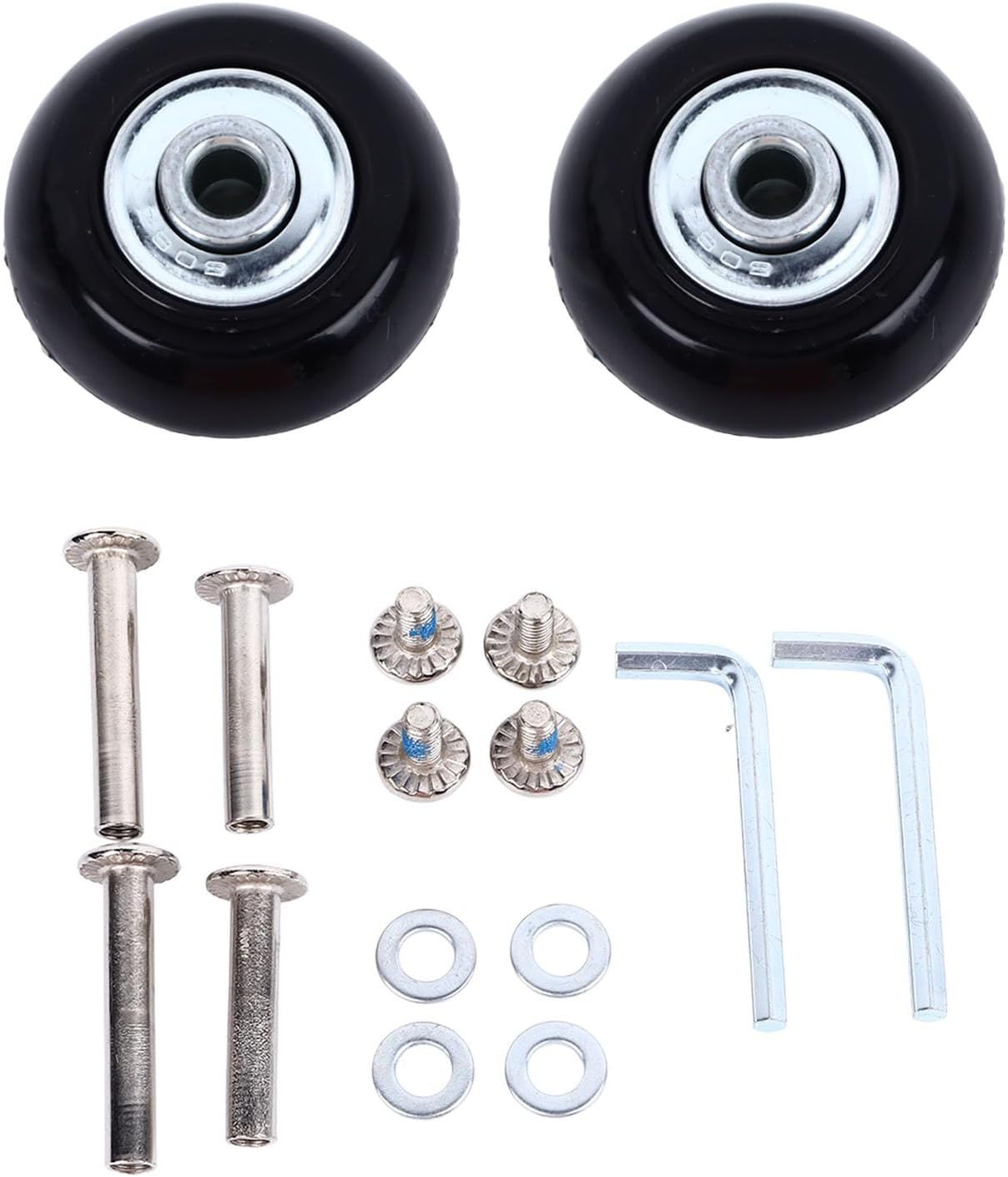 Luggage Wheels, 2Pcs Mute Suitcase Replacement Wheels, Flexible 360 Spinner 40Mm 50Mm Case Wheels, Universal Rubber Swivel Trolley Casters, Bearings Repair Tools for Caster Board image number 4