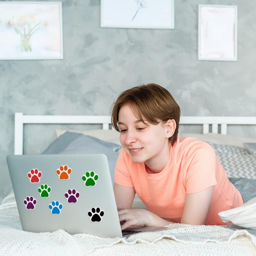 2 Rolls 1000 Pieces Paw Prints Stickers, Sourceton 1 Inch and 1.5 Inch Colorful Dog Paw Self-Adhesive Labels Stickers for Arts Craft, Scrapbook, Wall Decal, Party Favor Supplies image number 2