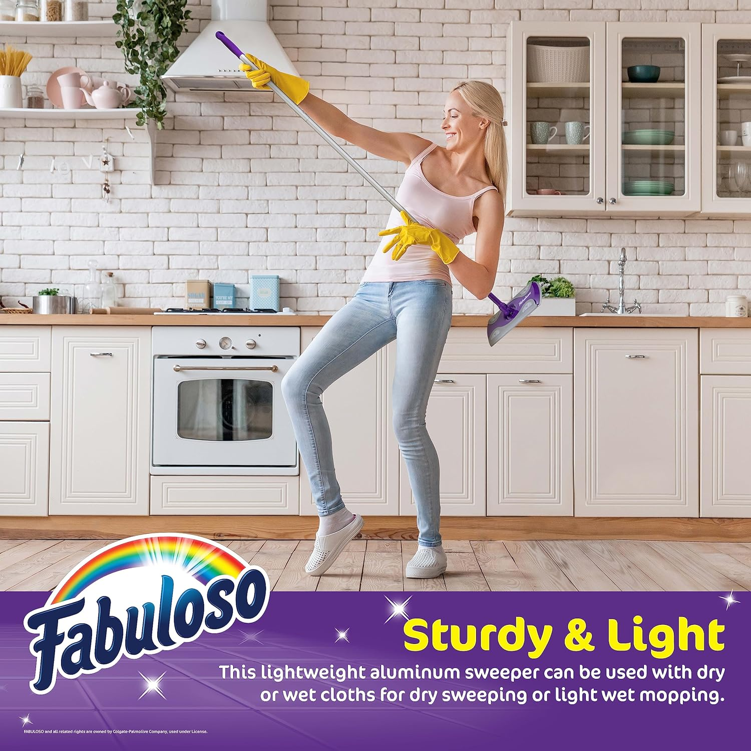 Fabuloso Dry and Wet Sweeper with Bonus 12 Dry Cleaning Pads| Clean Your Floors with Ease | 2-In-1 Sweeping and Light Mopping, Lightweight, Swivel Low-Profile Dust Mop,Purple image number 5