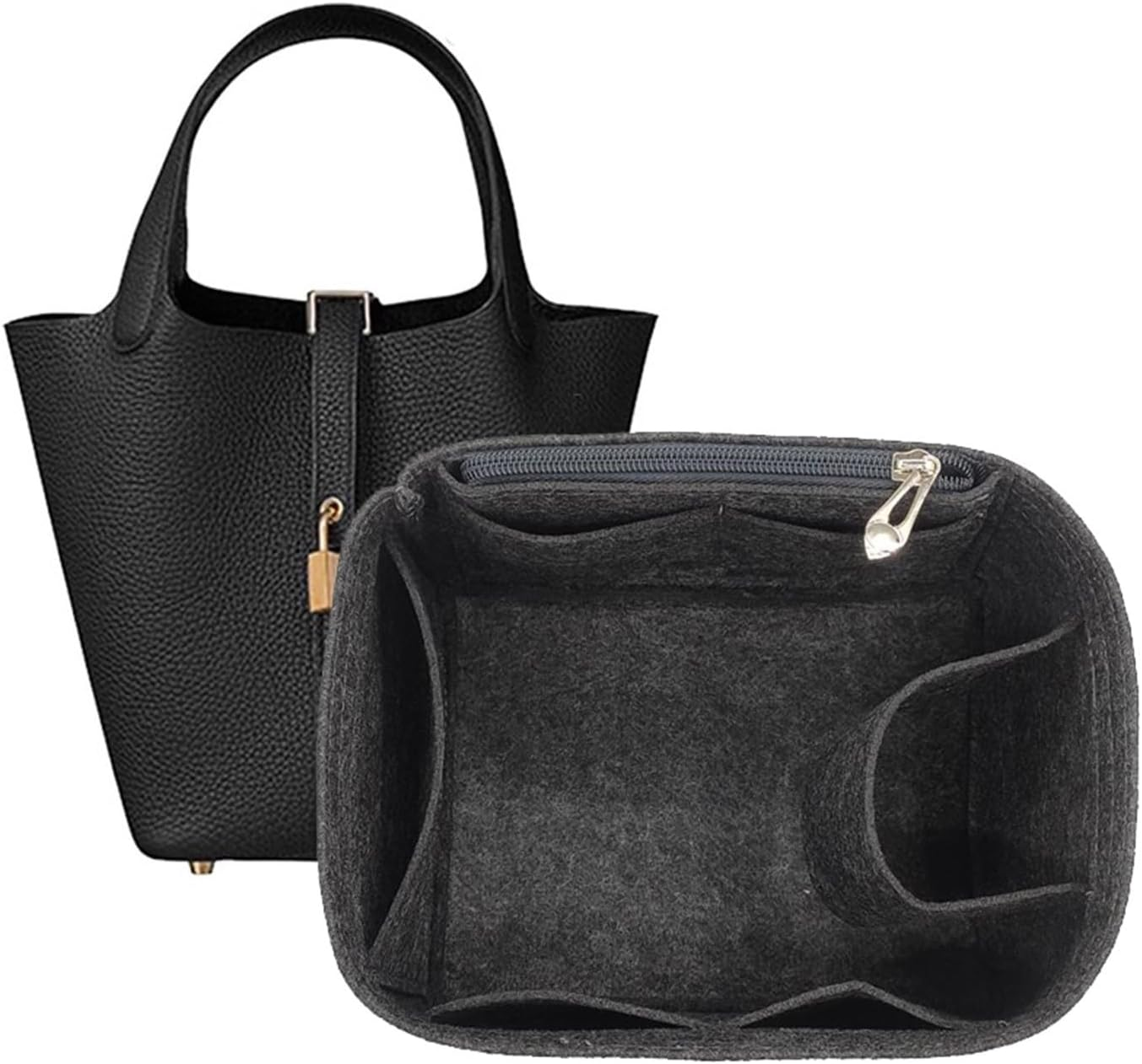 XIAOYIBAIHUOUK Bag Organizer Liner Storage Bag Insert for Hermes Picotin 18/22/26, Brown B