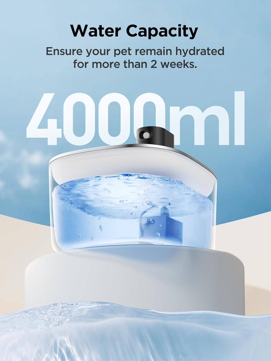 FEELNEEDY 4L Drinking Fountain for Cats Wireless with Sensor Wireless Cat Fountain Stainless Steel with Motion Sensor without Power and Battery 4000 Mah, 3 Modes, Quiet Pump and 2 Filters, Black image number 5