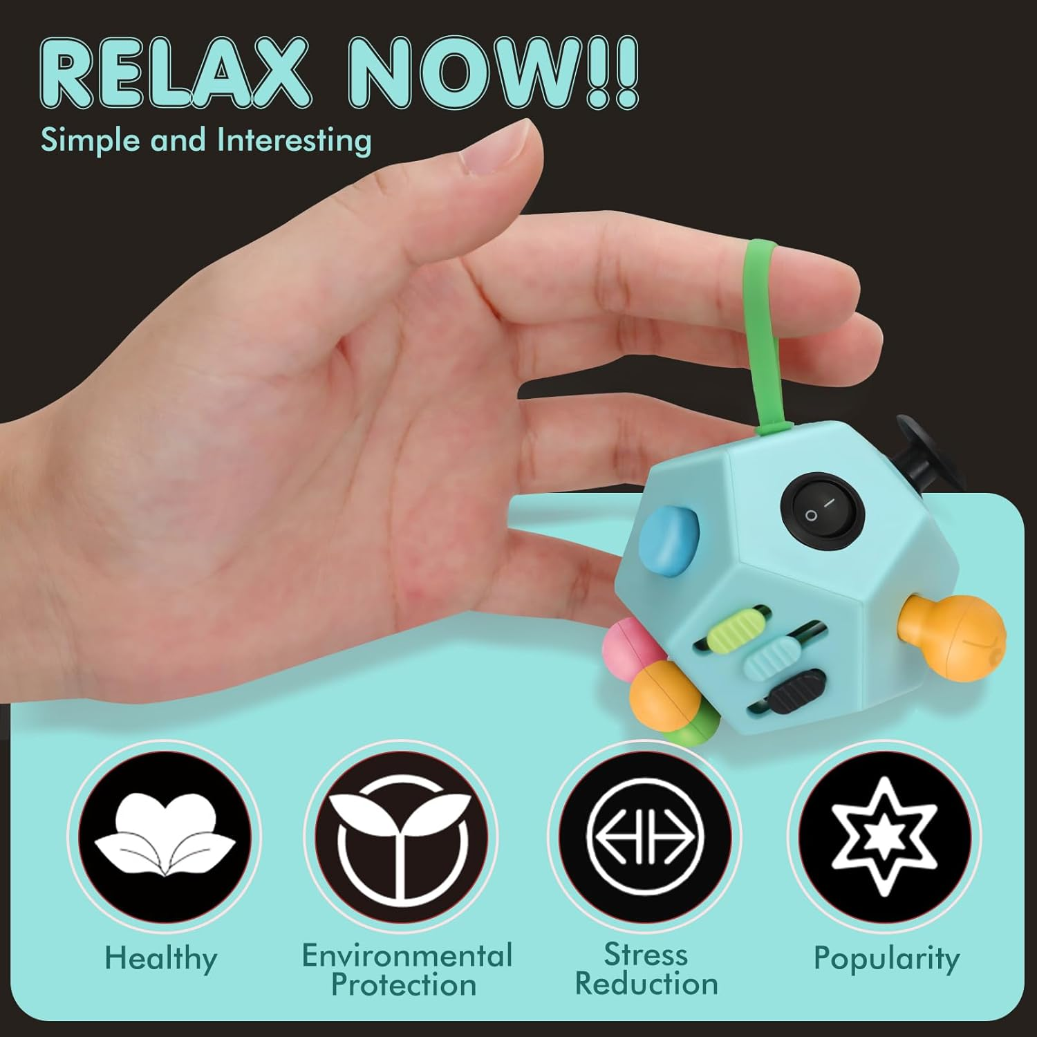 Milifox 12 Sided Fidget Cube - Fidget Cube Toy for Adults & Kids image number 5