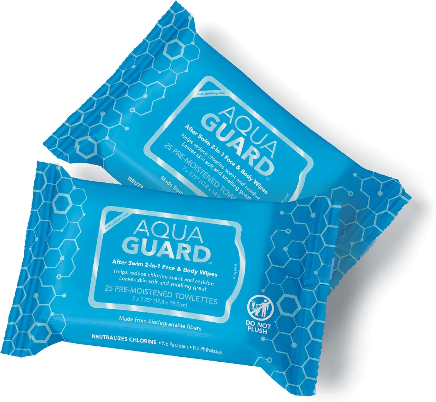 AQUA GUARD After-Swim Face & Body Wipes | Neutralize Chlorine Scent and Residue | Moisturizing RINSE-FREE Formula (1 Pack of 25) image number 3
