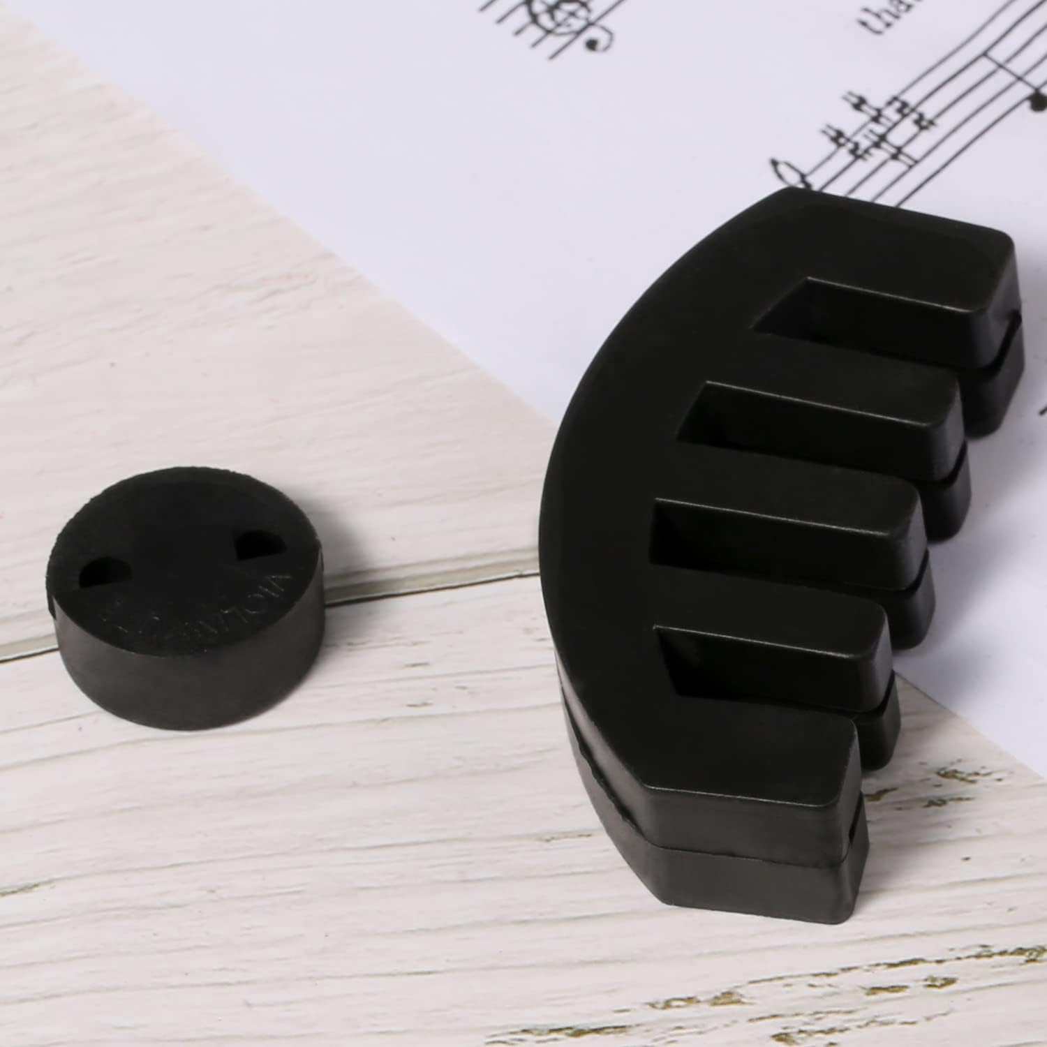 4Pcs Rubber Violin Mute, 2Pcs Claw Style & 2Pcs round Tourte Violin Mute Black Practice Mute Violin Ultra Practice Silencer for Musical Instruments image number 2