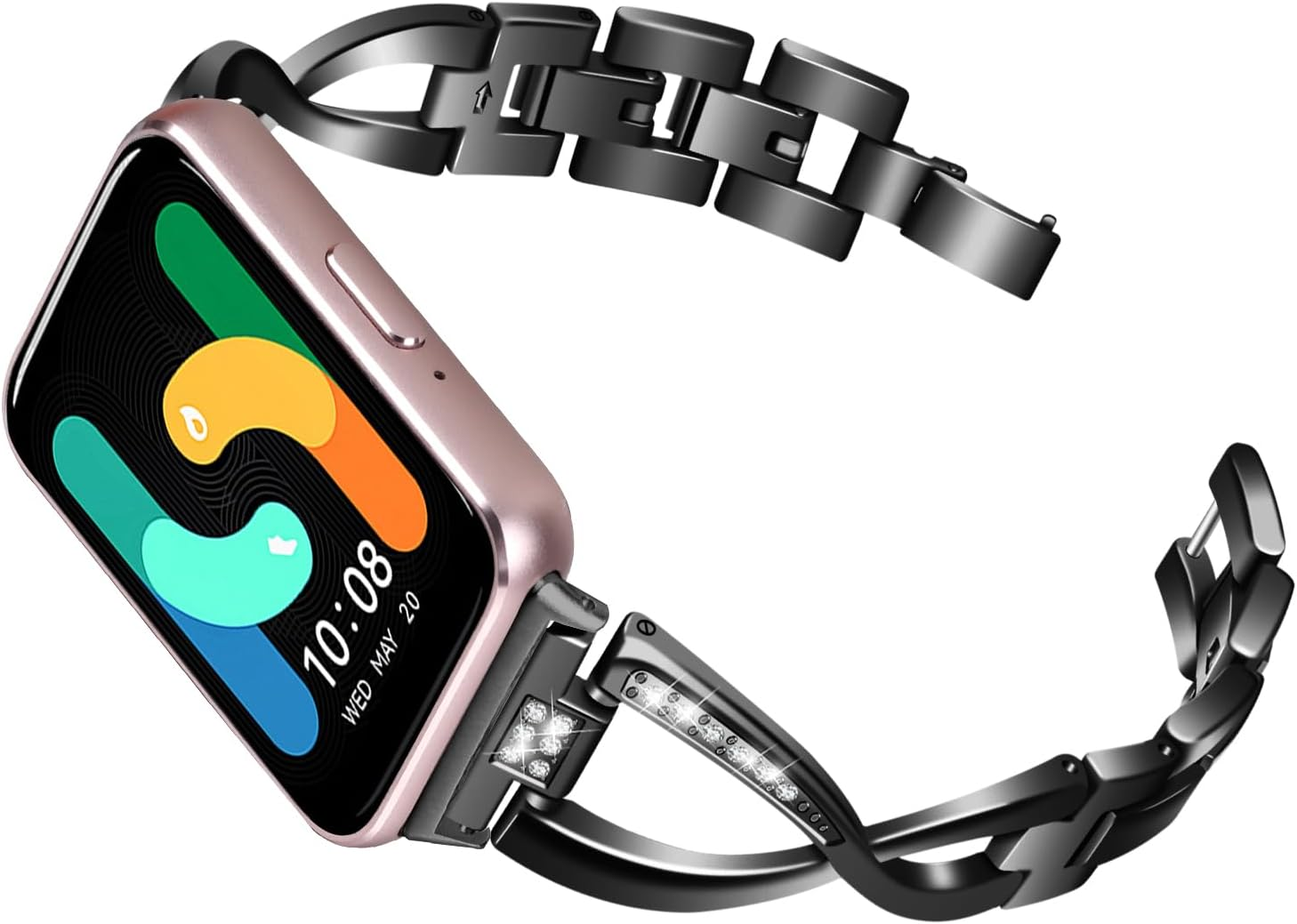 Compatible with Samsung Galaxy Fit 3 Bands, Big X Premium Stainless Steel Quick Release Bracelet, Wristband Stainless Steel Bracelet Replacement Straps for Women