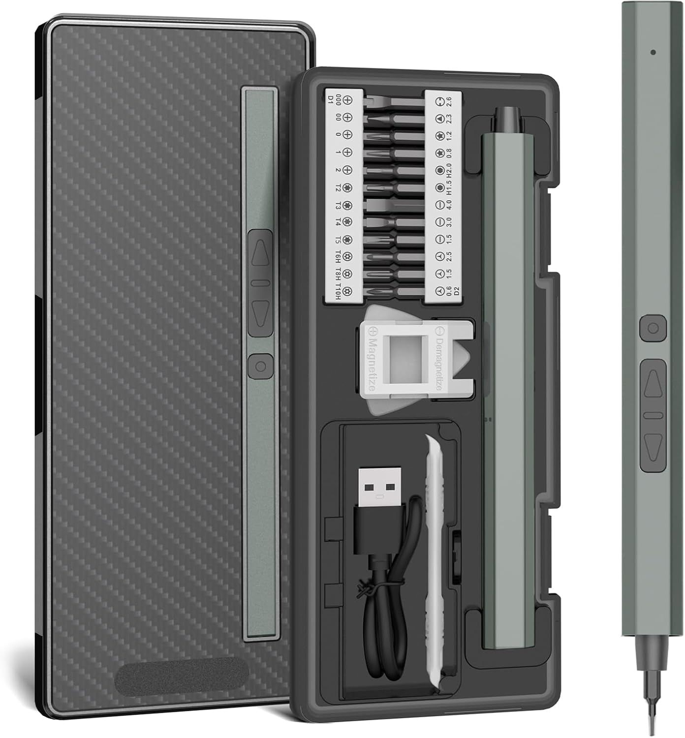 Mini Electric Screwdriver Set,30 in 1 Small Electric Screwdriver Cordless -24 Magnetic Bits, Dual-Speed Adjustment, 3 LED Lights, Mini Power Screwdriver Repair Tool Kit,For Phone Camera Watch Laptop image number 5