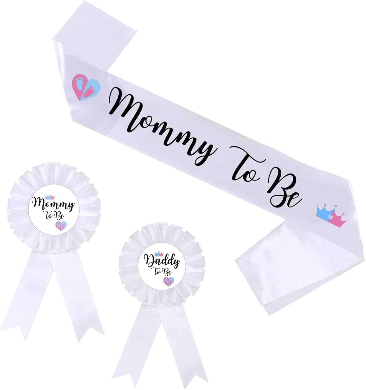 Gender Reveal Decorations Sash and Tinplate Badge Mommy to Be and Daddy to Be Baby Shower image number 5