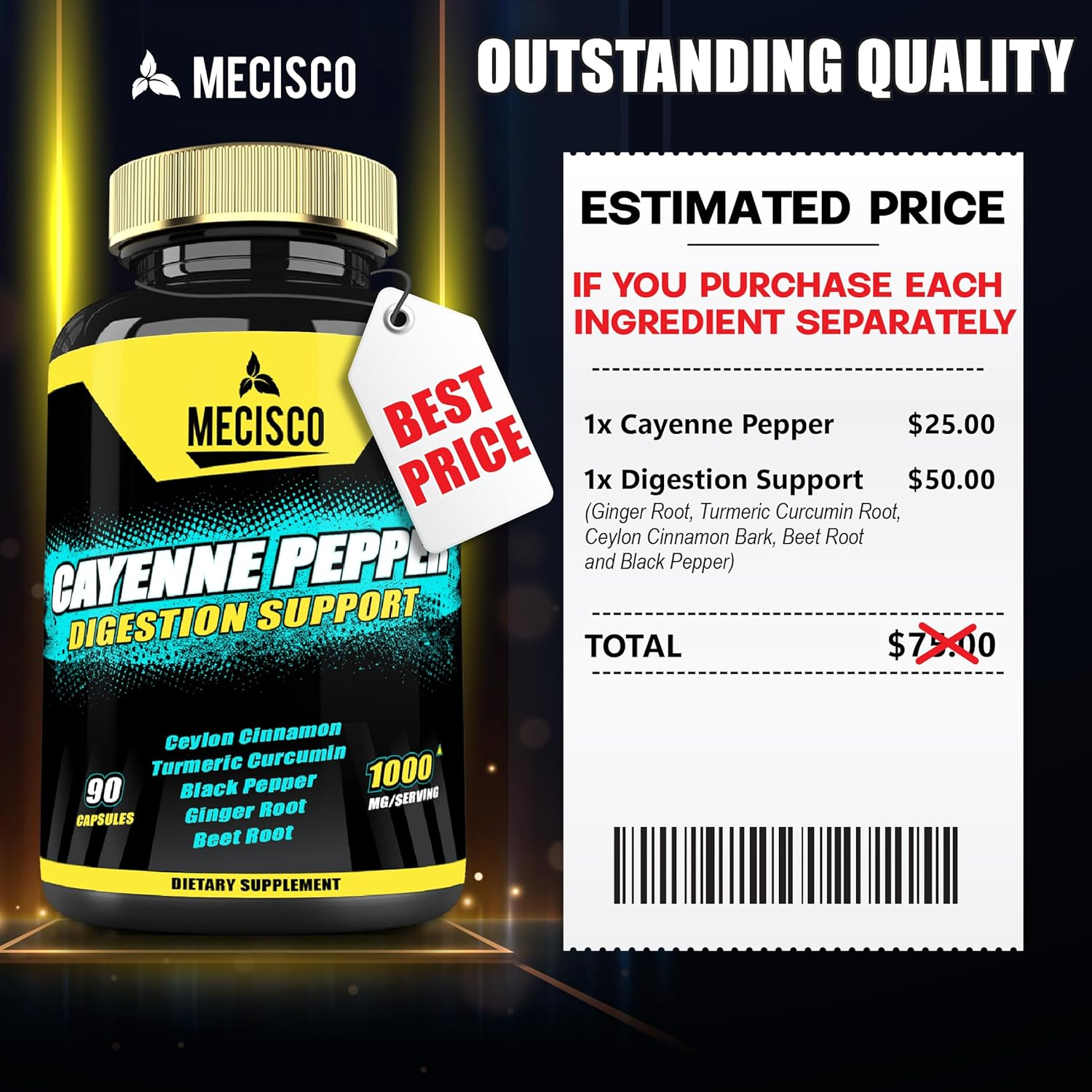 6In1 Cayenne Pepper Capsules with Ginger Root, Beet Root, and Black Pepper and More - 90 Capsules image number 4