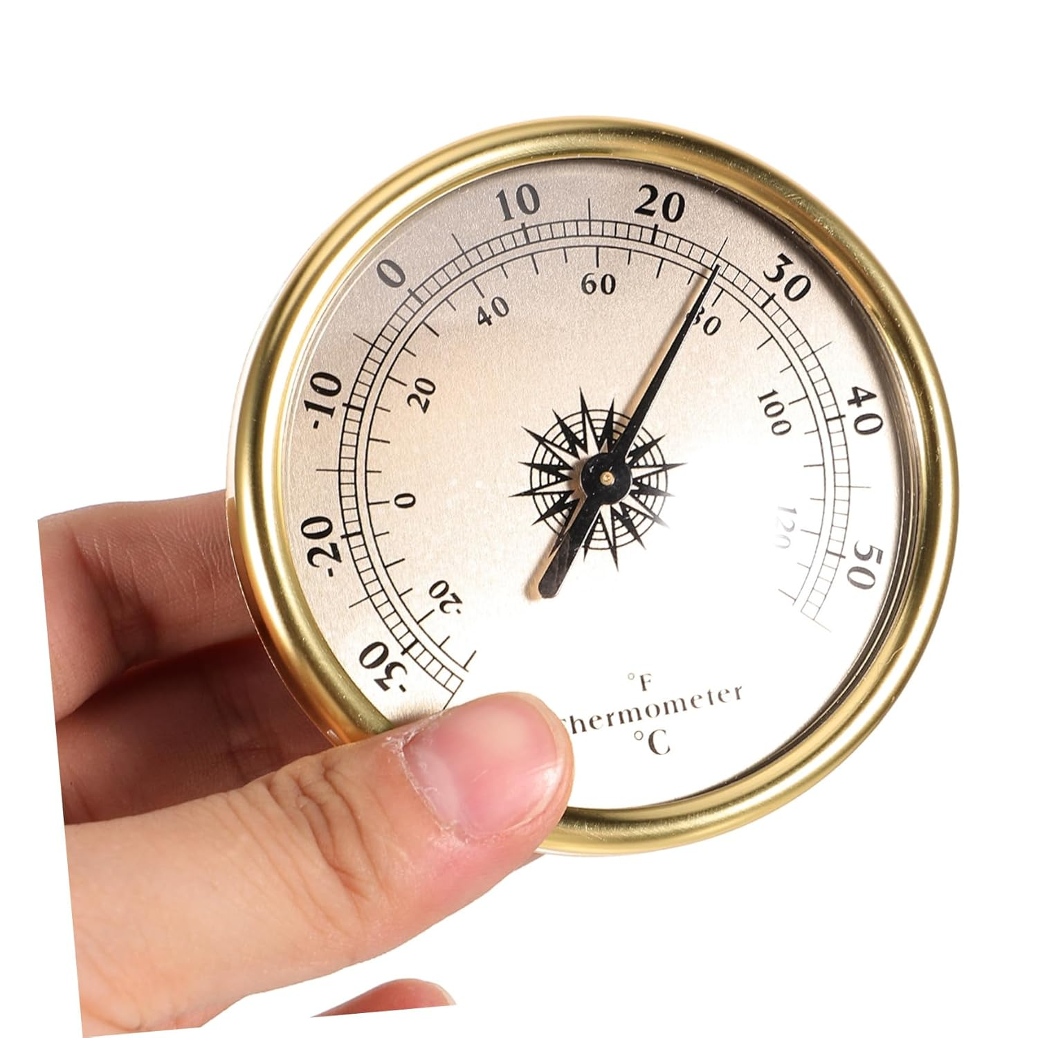 POPETPOP 2Pcs Metal round Thermometer Indoor Outdoor Temperature Gauge for Garden Greenhouse Wall-Mounted Decorative Weather Thermometer with Precise Fahrenheit Dial for Meteorological image number 1