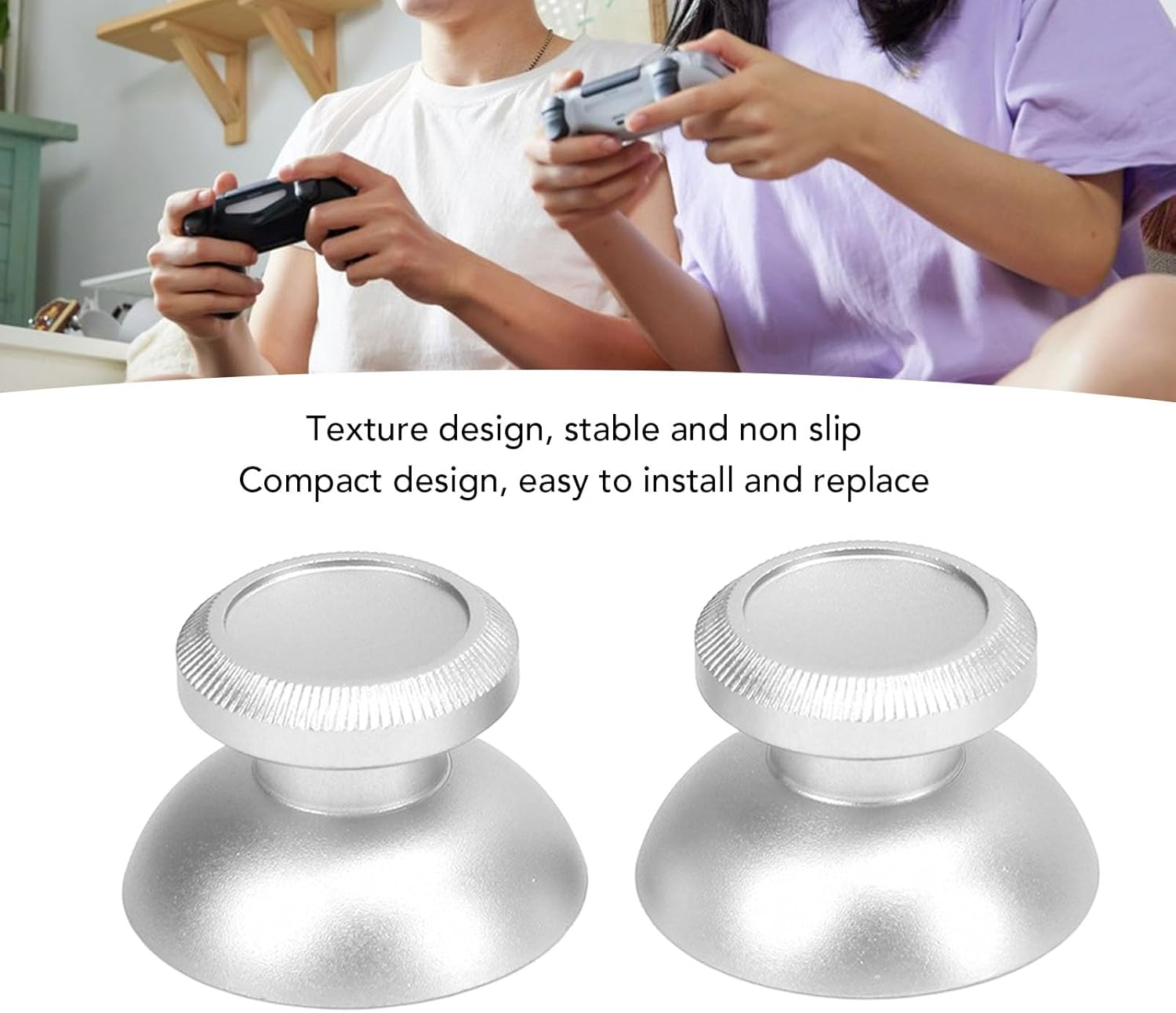 Thumbstick Caps for Xboxone, 2Pcs Aluminum Alloy Thumb Joystick Grips Replacement for PS4 Controller, Gaming Console Controller Accessories, Easy Installation (Pomyapr5Kymvatw-17) image number 2