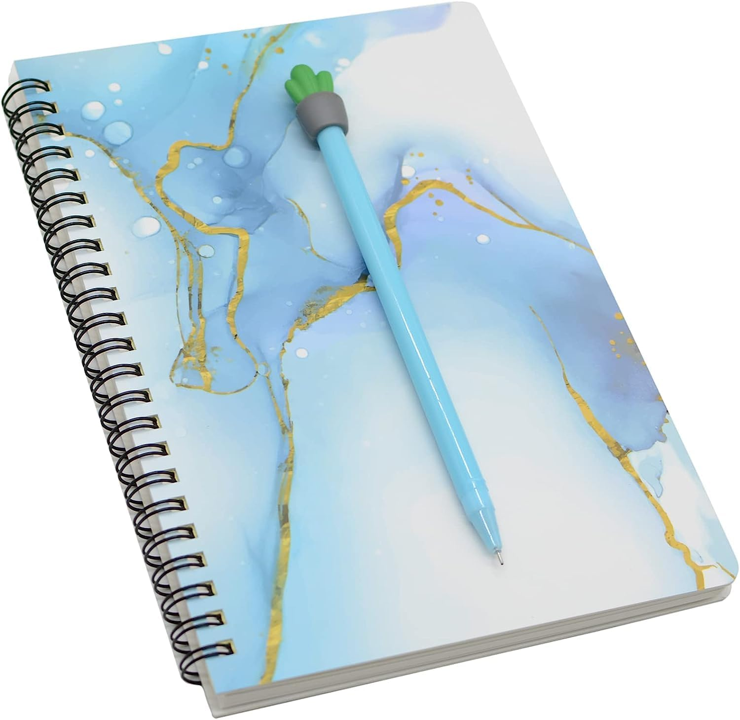 DUOMIAO Spiral Notebook, 4 Pcs A5 Marble Design Thick Hardcover 7Mm College Ruled 80 Sheets -160 Pages Journals for Study and Notes (4 Style A5) (Colorful) image number 2