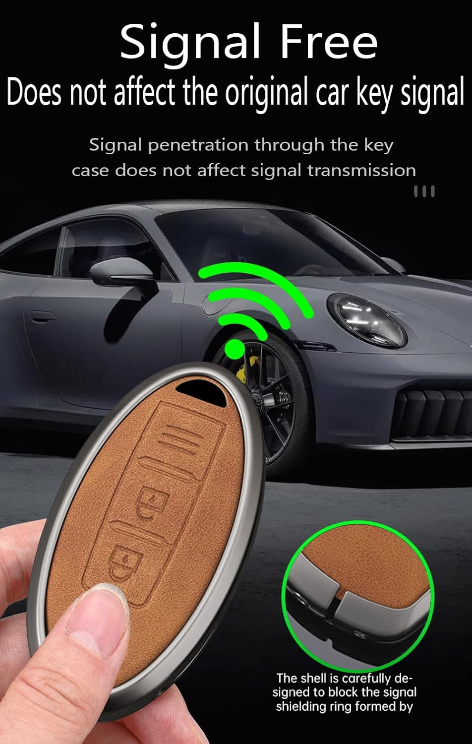 Ontto Key Fob Shell Antiecratched Car Key Cover Leather Key Case Fit for Nissan Altima Rogue Sentra Pathfinder Frontier Maxima Titan Murano Kicks Juke Versa Armada GTR 370Z Leaf Car Accessories,Brown image number 5