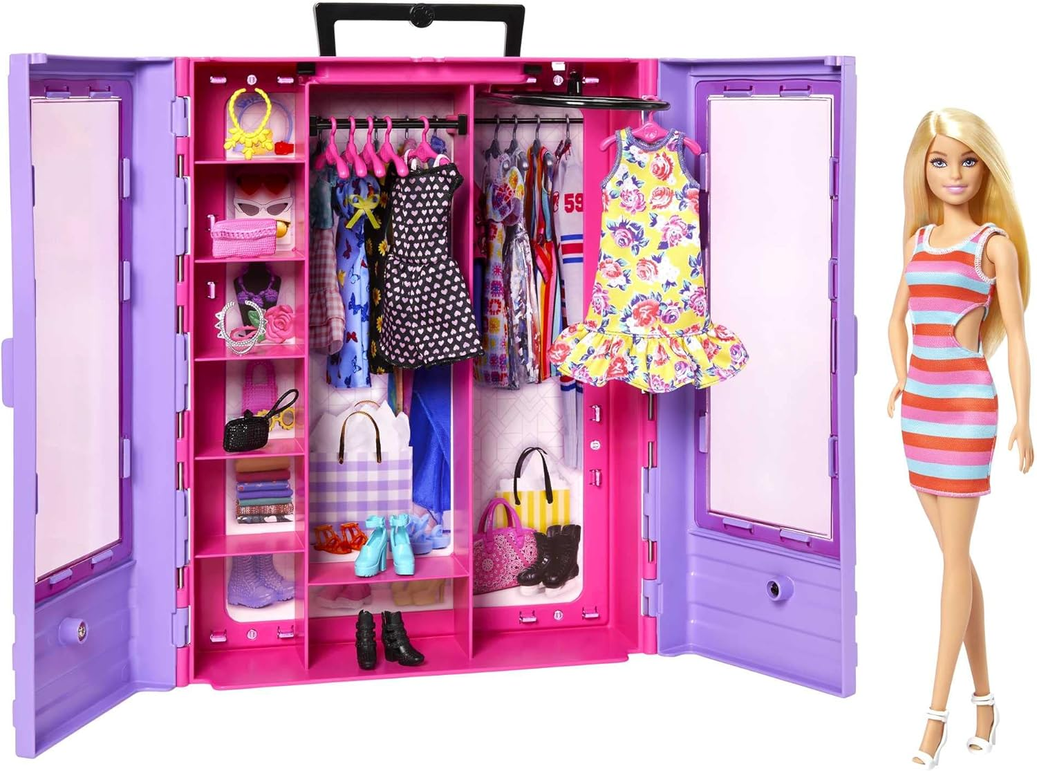 Barbie Fashionistas Ultimate Closet Portable Fashion Toy with Doll, Clothing, Accessories and Hangers, Gift for 3 Years Old and Up image number 2