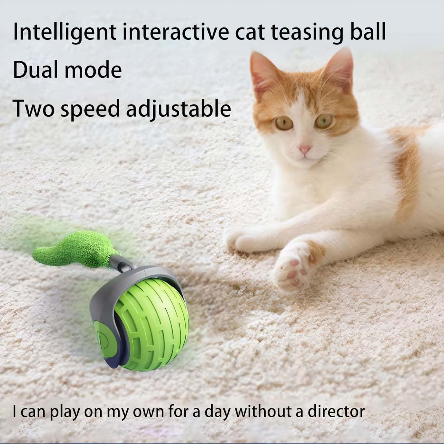 Speedy Tail 3.0 Rechargeable Intelligence Automatic Moving Pets Toy for Indoor Cat and Dog Interactive Rolling Ball (Green)