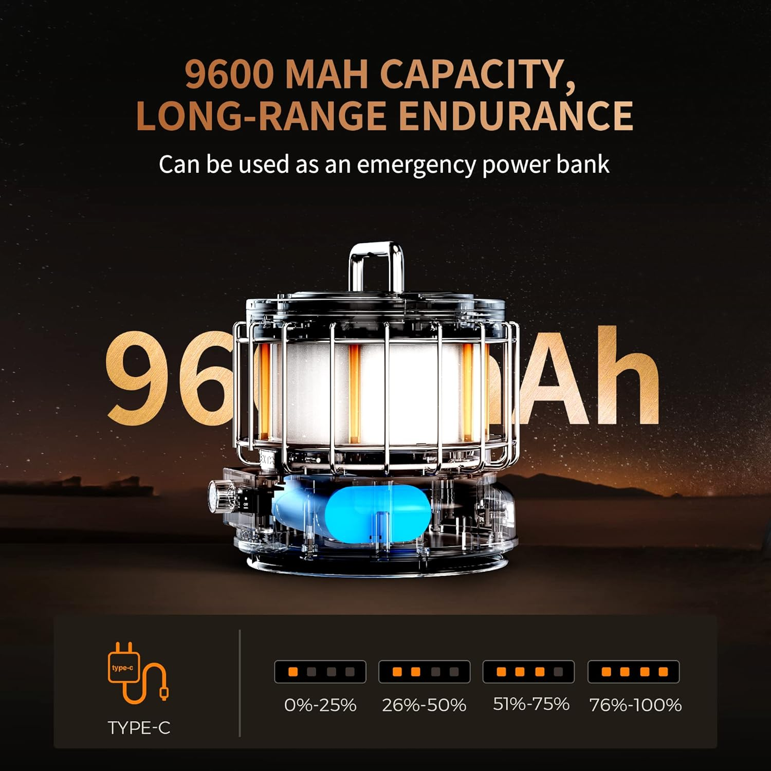 FLEXTAILGEAR MAX Lantern, Rechargeable Camping Lantern 9600Mah Battery, 3-In-1 Vintage Flame Light, Flame Mode & Humidification Mode, Portable for Patio, Hiking, Camping, Bedroom image number 4