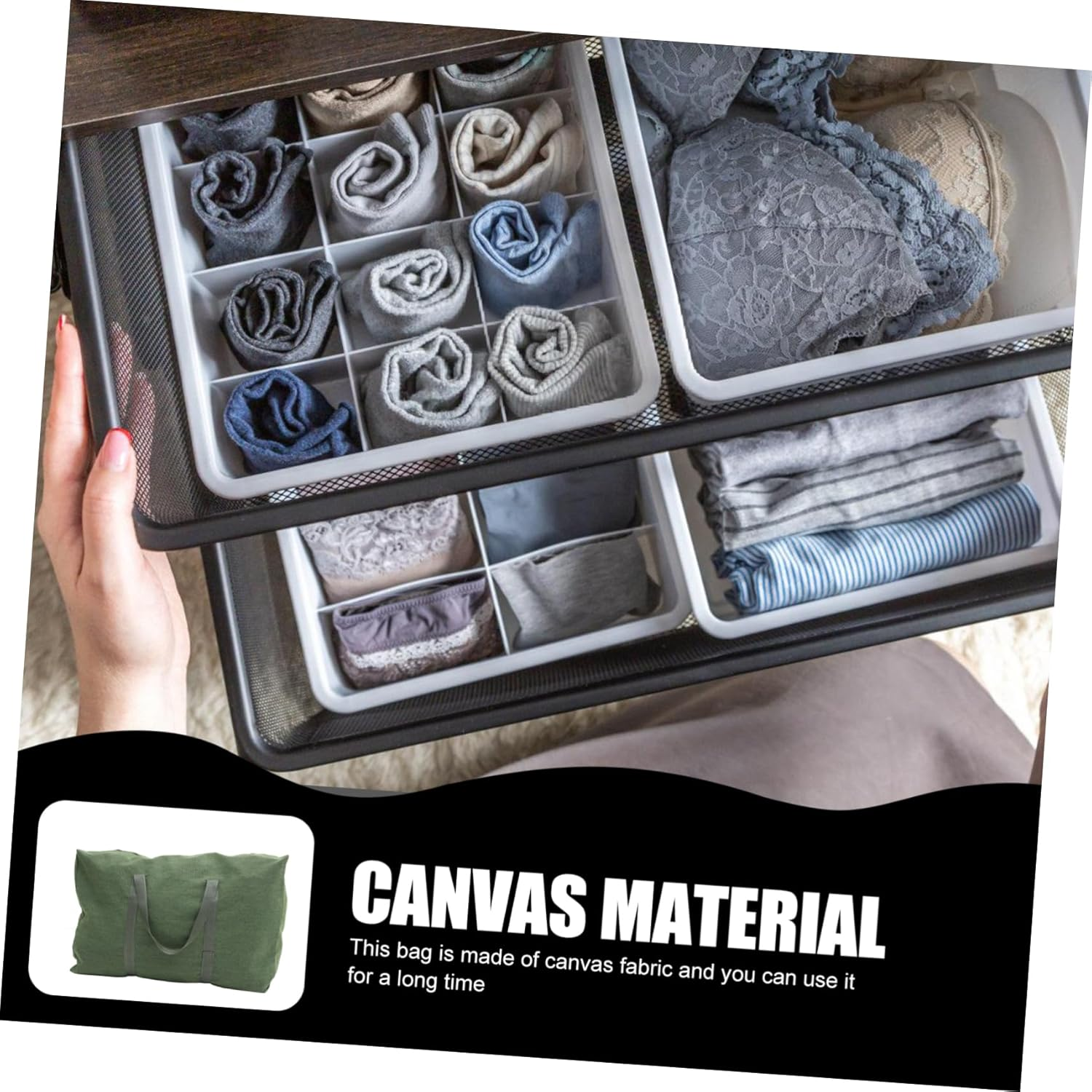 GANAZONO Large Capacity Moving Bag Canvas Travel Bag Zipper Handle for Clothes Mattress Storage Home Moving image number 6