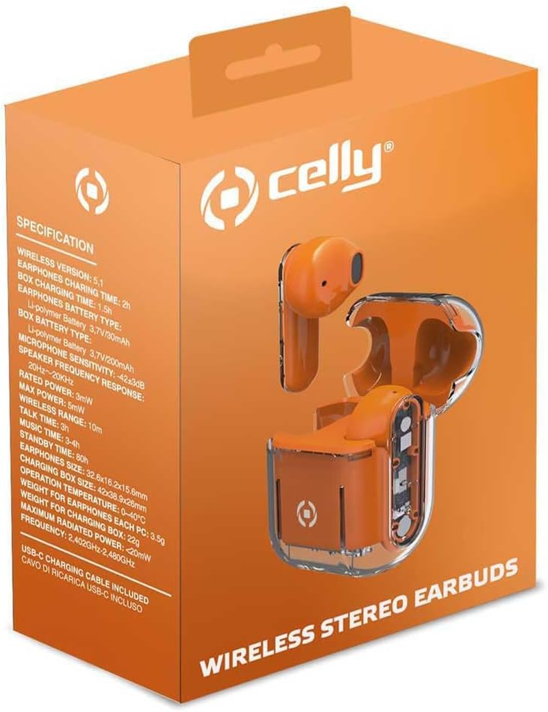 Celly Wireless Headphones Orange image number 2