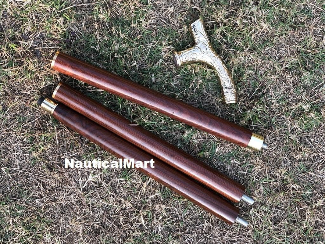 Walking Stick - Men Derby Canes and Wooden Walking Stick for Men and Women Solid Brass Handle -Affordable Gift! Item image number 5