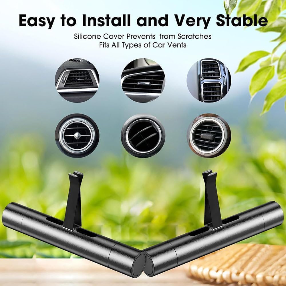 2 Pack Car Essential Oil Diffuser and Air Freshener with 12 Refill Sticks, Portable Aromatherapy Diffuser for Cars, Office, Bathroom, Pet House and Travel, Refillable and Long Lasting Fragrance image number 1