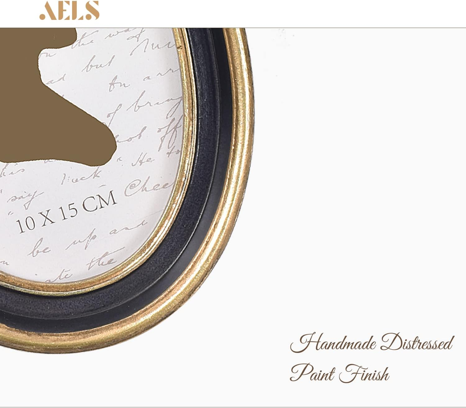 AELS 4X6 Inch Vintage Picture Frame, Elegant Antique Photo Frames with Glass Front, Photo Display, Tabletop Wall Hanging, Gift Ideas, Black Oval with Gold Trim image number 4