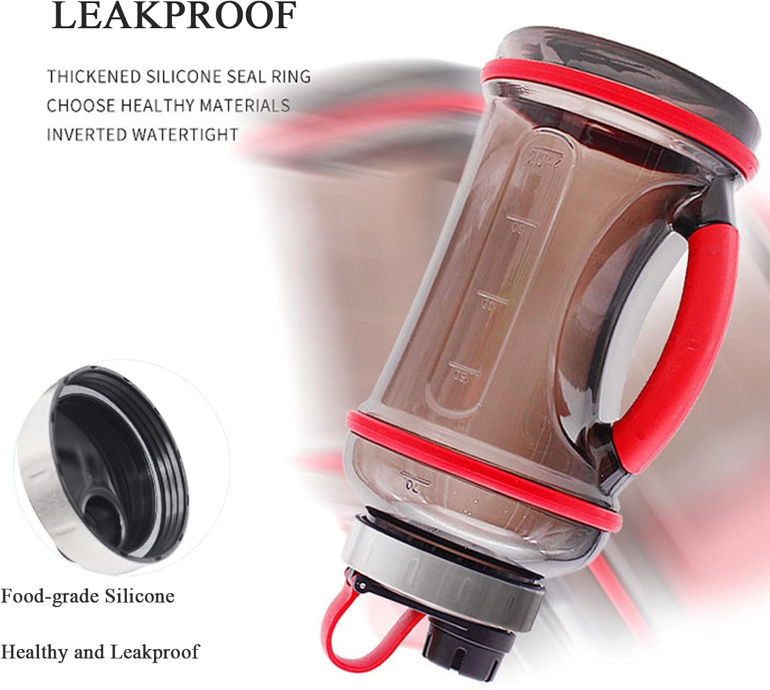 FORWEWAY Large Sports Water Bottle 2.2L Eco-Friendly Bpa-Free Leak-Proof Extra-Strong Reusable Durable with Capacity Maeker Big Water Container for Outdoor Fitness Cycling Hiking Camping (2.2L Black) image number 5