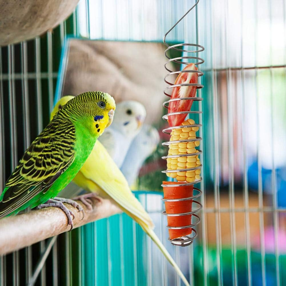 Parrot Food Fruits Basket, Stainless Steel Feeding Bird Cage Device Parrot Feeder Food Fruits Basket, Millet Sprays for Birds Fruit Vegetable Holder Bird Foraging Toy for Parakeet Cockatiel Conure image number 3