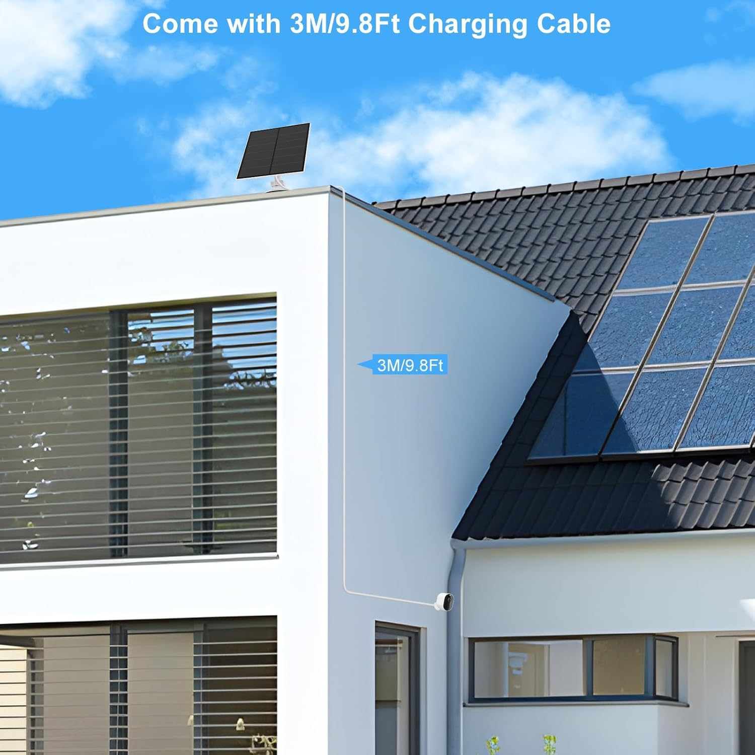 Solar Panel Charger for Arlo Pro 3,Pro4,Pro 5S,Ultra,Ultra 2,Pro 3 Floodlight,5W IP65 Waterproof Solar Panel Charger for Arlo with 9.84Ft Charging Cable (1 Pack) image number 6