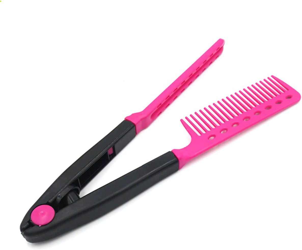 V Shape Hair Comb Red Folding Hairbrush Hair Straightener Styling Tool for Women Salon Hairdresser image number 2