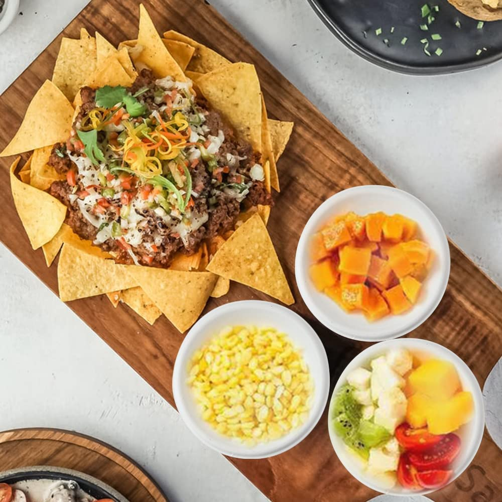 Oomcu 100 Pack 8Oz Heavy Duty Paper Bowls - Compostable Disposable Soup Bowls for Hot Food, Ice Cream, Salad, Snacks, Dessert, Picnics (White) - White image number 2