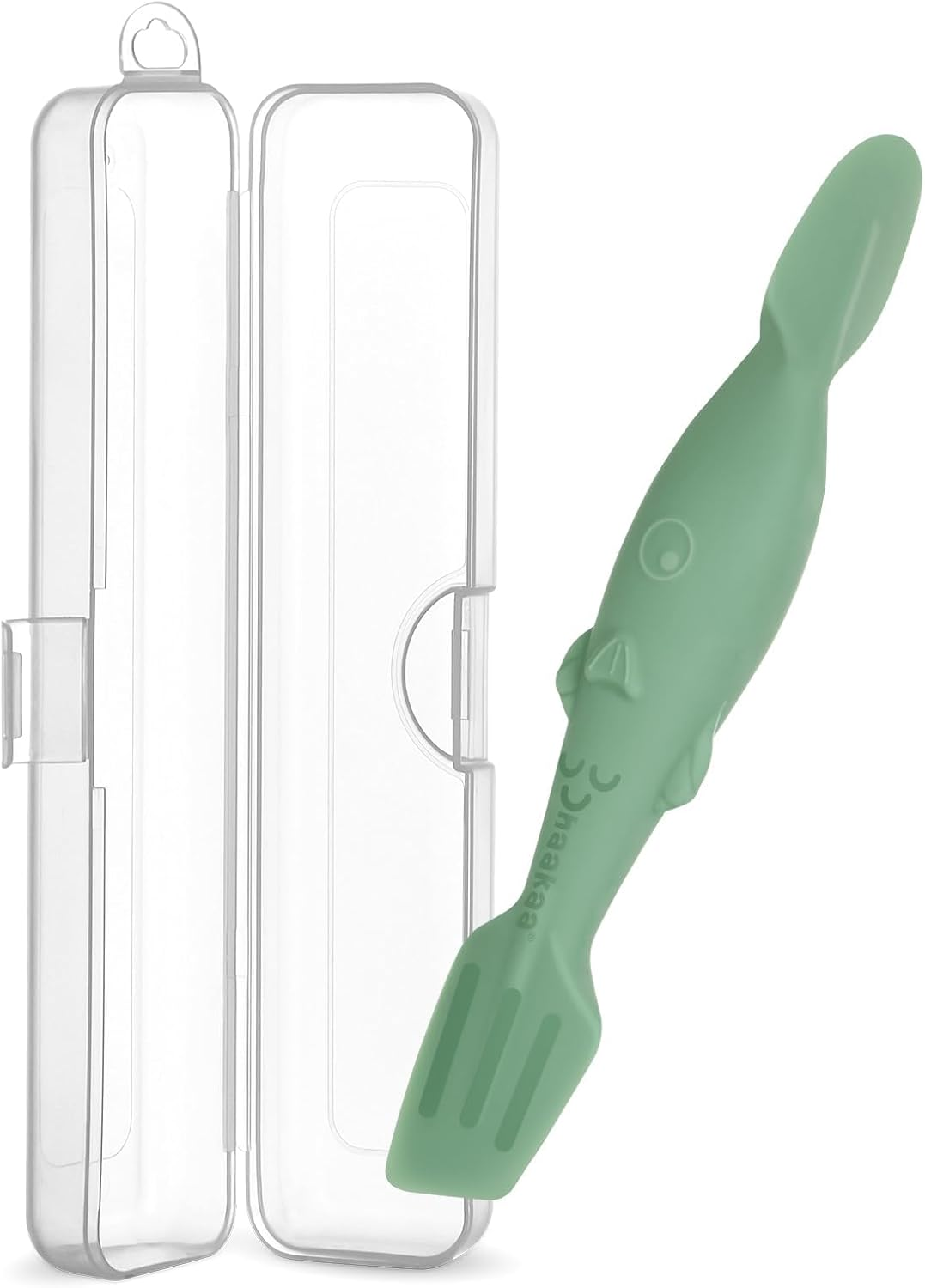 Haakaa Baby Diaper Cream Spatula, Nomess Dual-Ended Silicone Diaper Rash Cream Applicator with Hygienic Case, Butt Spatula for Baby- Pea Green