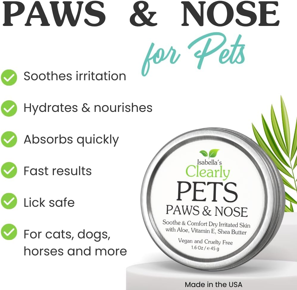 PAWS & NOSE Soothing Balm for Dogs, Cats, Horses | Moisturize & Protect Dry Irritated Itchy Paws, Cracked Snouts, Hooves | Natural Lick Safe Moisturizer with Coconut, Aloe, Shea Butter | USA